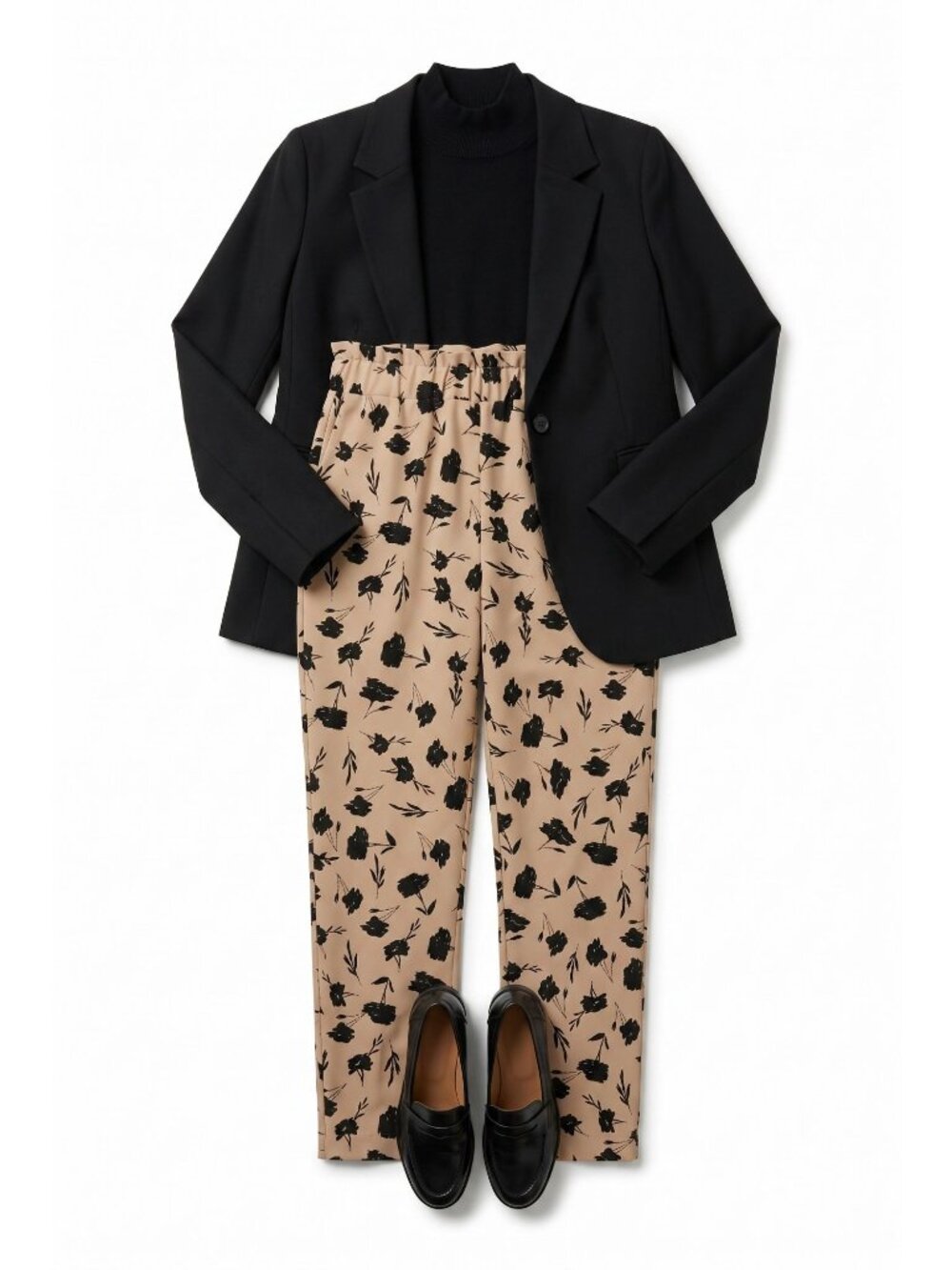 Jules & Leopold Womens Small Tan Floral Jogger Pants Pull On Elastic Waist NWT - Picture 5 of 6